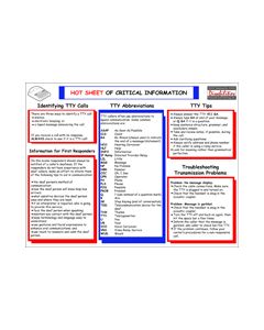 Hot Sheet of Critical Information for Emergency Personnel - front